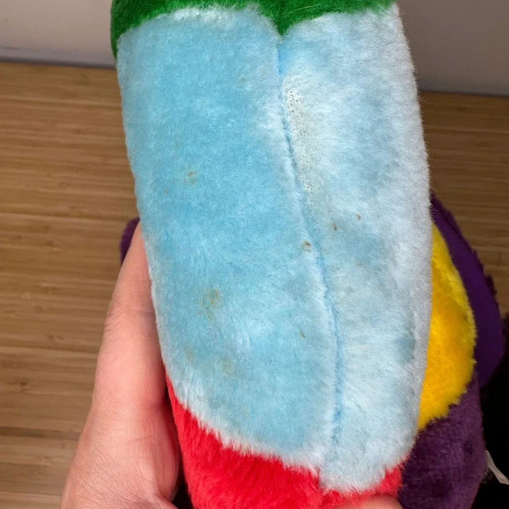 Vintage 80s ACME Big Toucan Plush Stuffed Animal Purple Colorful Tiki 17